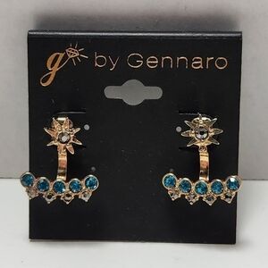 g by Gennaro Turqoise Blue Glass Jacket Earrings Statement Earrings